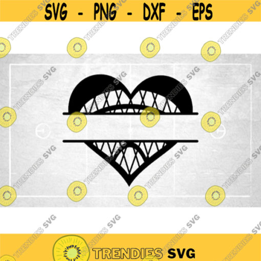 Sports Clipart Split Heart Shaped Lacrosse Stick Net with Space for Name Frame to Personalize Players. Teams Digital Download SVG PNG Design 1051