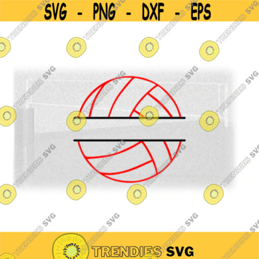 Sports Clipart Split Red Black Volleyball Outline with Name Frame Space for Players Teams Coaches Parents Digital Download SVG PNG Design 1757