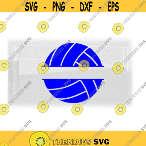 Sports Clipart Split Solid Blue Volleyball Outline with Name Frame Space for Players Teams Coaches Parents Digital Download SVG PNG Design 1756