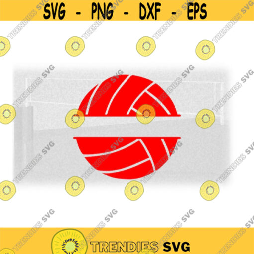 Sports Clipart Split Solid Red Volleyball Outline with Name Frame Space for Players Teams Coaches Parents Digital Download SVG PNG Design 1755