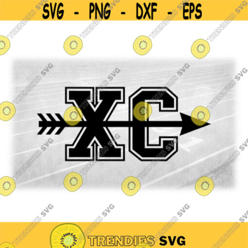 Sports Clipart Thick Bold Black Block Letters XC Standing for Cross Country with Arrow through the MIddle Digital Download SVG PNG Design 1460