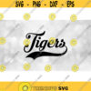 Sports Clipart Tigers Team Name in Fancy Print Type Lettering with Baseball Style Swoosh Underline Digital Download SVG PNG Design 509