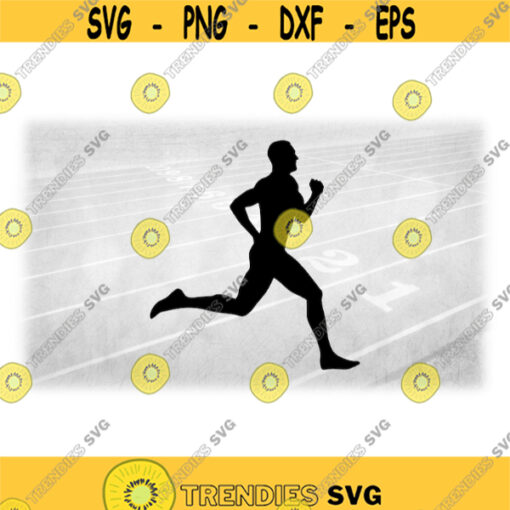 Sports Clipart Track Field Silhouette of Male Man Boy Guy Muscular Athlete in Running or Jogging Pose Digital Download SVGPNG Design 1398