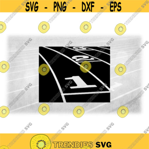 Sports Clipart Track and Field Black Three Lane Track with Lane Numbers in Perspective Change Color Yourself Digital Download SVG PNG Design 1472