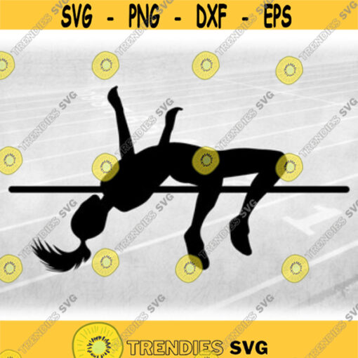 Sports Clipart Track and Field High Jump Event Silhouette with Female Jumper and Bar Black Simple Easy Basic Digital Download SVGPNG Design 237