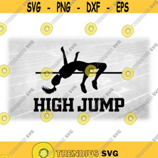 Sports Clipart Track and Field High Jump Event Silhouette with Female Jumper and Bar in Black with High Jump Digital Download SVGPNG Design 1000