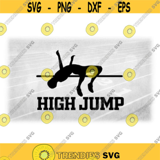 Sports Clipart Track and Field High Jump Event Silhouette with Male Jumper and Bar in Black with High Jump Digital Download SVGPNG Design 857