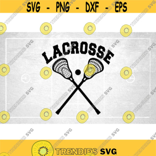 Sports Clipart Two Double Crossed Realistic Lacrosse Sticks with Arched Black Word Lacrosse in College Style Digital Download SVG PNG Design 1428