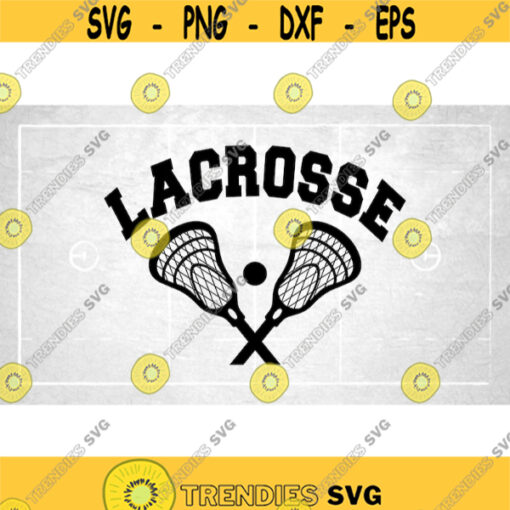 Sports Clipart Two Double Crossed Realistic Lacrosse Sticks with Arched Black Word Lacrosse in College Style Digital Download SVG PNG Design 980