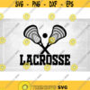 Sports Clipart Two Double Crossed Realistic Lacrosse Sticks with Bold Black Word Lacrosse in College Style Digital Download SVG PNG Design 714