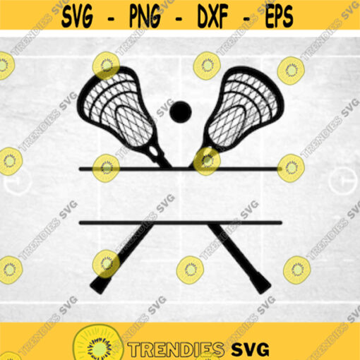 Sports Clipart Two Split Crossed Lacrosse Sticks and Ball Space for Name Frame to Personalize Players. Teams Digital Download SVG PNG Design 260