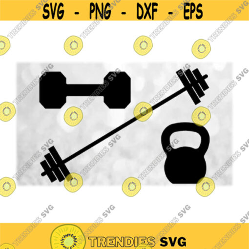 Sports Clipart Value Pack Bundle for Weight Lifting and Fitness Black Barbell Dumbbell and Kettle Bell Digital Download SVG PNG Design 1555