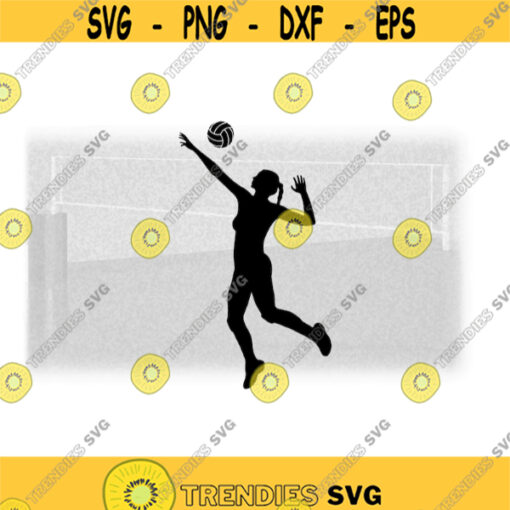 Sports Clipart Volleyball Player Hitter Black Silhouette with Ball for Players Teams Coaches Parents Digital Download SVG PNG Design 493