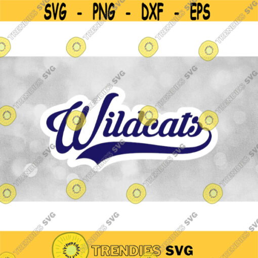 Sports Clipart Wildcats Team Name in Fancy Type with Baseball Style Swoosh Underline Blue on White Layers Digital Download SVG PNG Design 1355