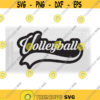 Sports Clipart Word Volleyball in Decorative Type w Baseball Style Swoosh Underline Cutout of Black Outline Digital Download SVG PNG Design 1619