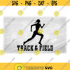 Sports Clipart Words Track Field with Silhouette of Female Woman Girl Athlete with Ponytail Running Digital Download SVG PNG Design 1400
