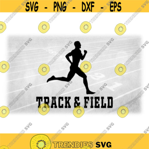 Sports Clipart Words Track Field with Silhouette of Male Man Boy Guy Muscular Athlete in Running Pose Digital Download SVGPNG Design 1399