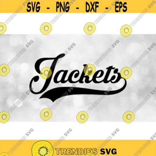 Sports Clipart Yellowjackets Jackets Team Name in Fancy Type Lettering with Baseball Style Swoosh Underline Digital Download SVG PNG Design 1366
