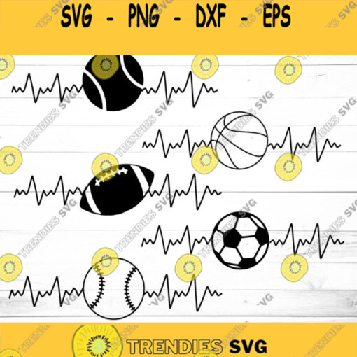 Sports Heartbeat SVG Bundle Football Svg Tennis Svg Basketball Svg Baseball Svg Soccer SvgHeartbeat Svg Ball Svg Sports Svg Bundle