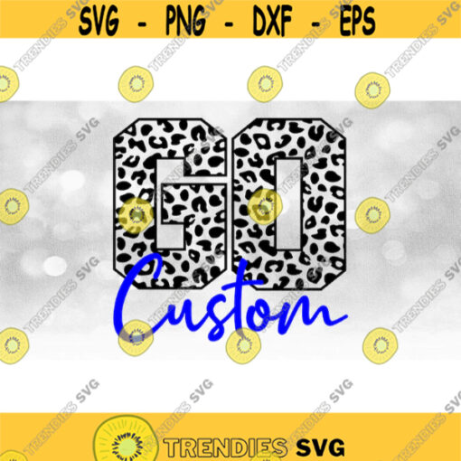 Sports Team Clipart Black Word GO in Leopard Skin or Cheetah Pattern Customized with Your Team Name Digital SVG Directly Emailed to You Design 1340