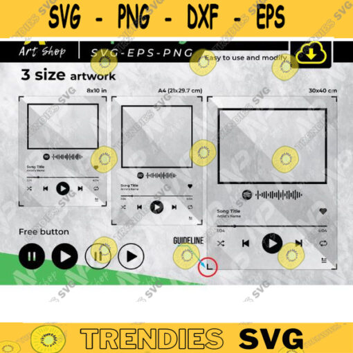 Spotify SVG Music Player SVGSpotify Glass svg Spotify Template Song Music Player svg3 size Artwork Design 22 copy