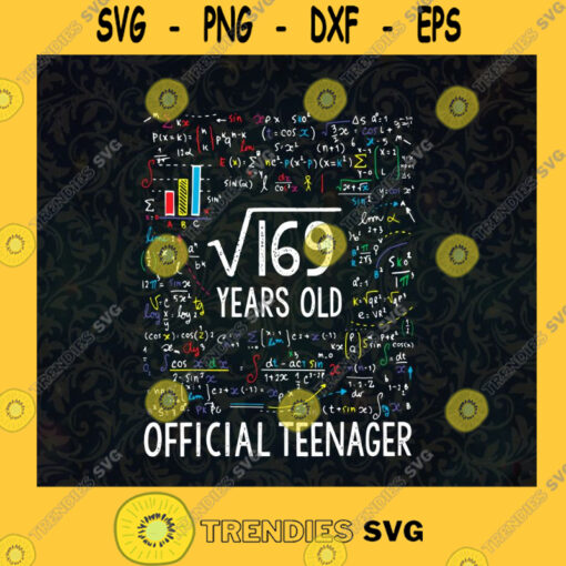 Square Root Of 169 13 Years Old Official Teenager Birthday 13th Birthday Birthday Gift SVG Digital Files Cut Files For Cricut Instant Download Vector Download Print Files