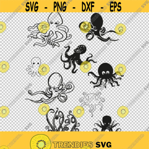 Squid Calamari Tentacles Kraken Octopus Bundle Collection SVG PNG EPS File For Cricut Silhouette Cut Files Vector Digital File