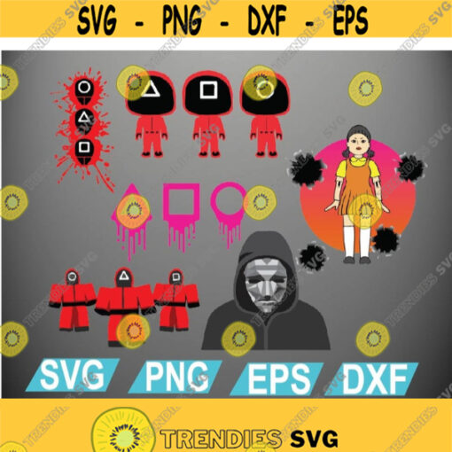 Squid game SVG Eps PNG Pdf file art clipart INSTANT download Printable cricut silhouette Bundlesquad squid game Design 355