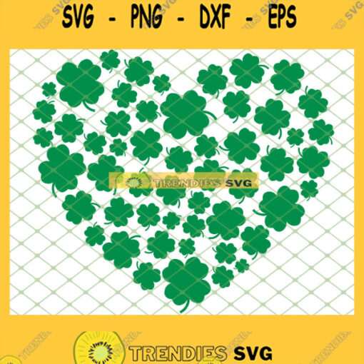 St PatrickS Day Shamrock Heart SVG PNG DXF EPS 1