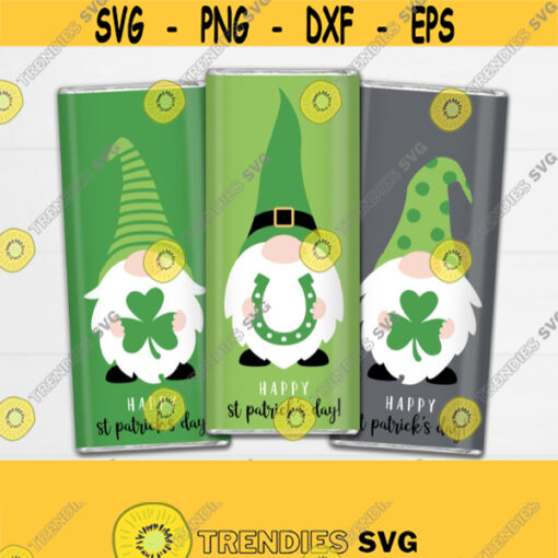 St Patricks Chocolate Bar Wrappers. Kids Sant Patricks Day Gnomes Large Candy Bar Labels. Digital PDF. Lucky Gnome Treat Wraps Decor Design 926