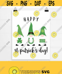 St Patricks Gnomes SVG. Happy St Patricks Day Irish Gnome Clipart PNG. Lucky Clover Cut File Silhouette Vector Cutting Machine Download Design 405