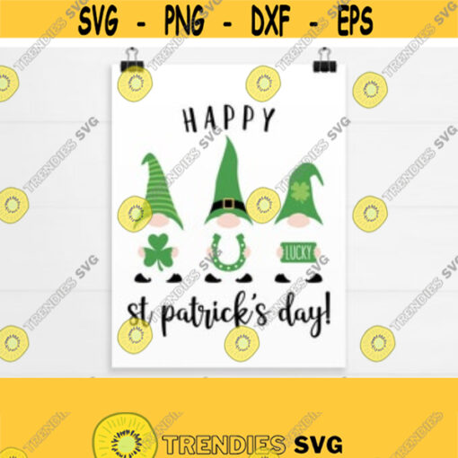 St Patricks Gnomes SVG. Happy St Patricks Day Irish Gnome Clipart PNG. Lucky Clover Cut File Silhouette Vector Cutting Machine Download Design 405