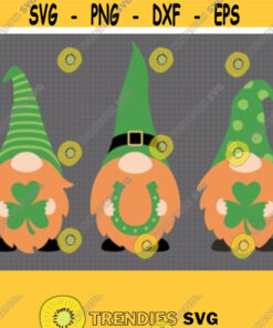 St Patricks Gnomes SVG. St Patricks Day Irish Redhead Gnome Clipart PNG. Clover Cut File Silhouette Vector Cutting Machine Download Design 412