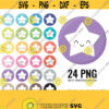 Star Clipart. Cute Stars Icons Clip Art. Kawaii Star PNG Digital Circles. Nigth Planner Printable Rounded Stickers. Instant download Files Design 761