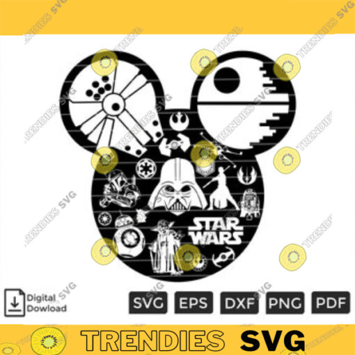 Star Wars Mickey Head SVG PNG Star War Characters Bundle Custom File Printable File for Cricut Silhouette