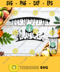 Starbuck Cup Full Wrap Halloween SVG DIY Venti Cold Cup Download Starbuck Scary Halloween Theme Decal Cricut Starbuck Wrap SVG 641