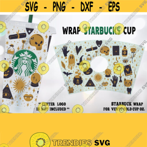 Starbucks Basic Witch Cup SVG Magic Tarot SVG Full Wrap Witchcraft svg Starbucks Cold Cup SVG Digital Download for Cricut Silhouette Design 416