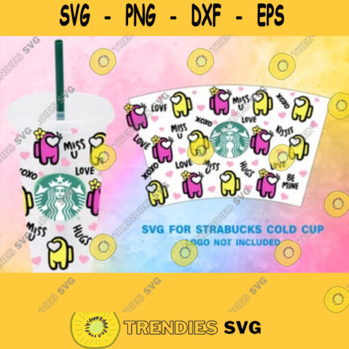 Starbucks Cold Cup Among Us in love Svg Converstion Hearts svg Valentine Among Us Fan svgValentines Day Starbucks wrapValentine Gift 311