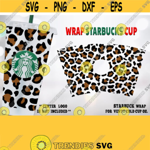 Starbucks cup svg 2 Layer leopard skin for Venti Cold Cup. File for Cricut Silhouette Cut machine Gif for coffee lovers SVG PNG EPS Design 160