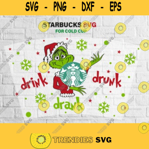 Starbucks cup svg Drink Drank Drunk Christmas theme for Starbucks Venti cold Cup 24 oz. SVG file for Cricut starbucks holiday cup 66