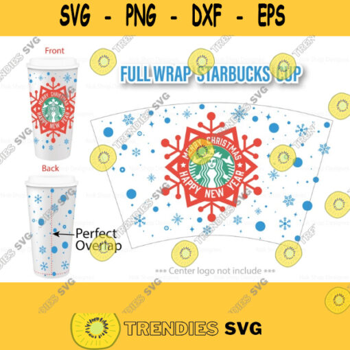 Starbucks cup svg full wrap Christmas theme SVG for Starbucks Venti Cold Cup. SVG file for Cricut Silhouette Cut machine Christmas SVG 507