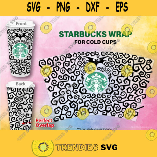 Starbucks cup svg full wrap Jack skellington theme for Starbucks Venti Cold Cup. SVG file for Cricut Silhouette Cut machine. 331