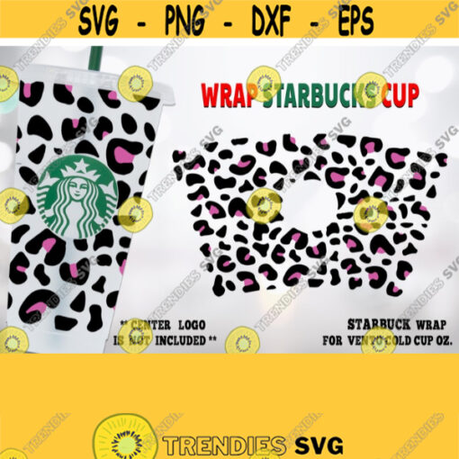 Starbucks cup svg leopard skin for Venti Cold Cup. File for Cricut Silhouette Cut machine Gif for coffee lovers SVG PNG Design 216