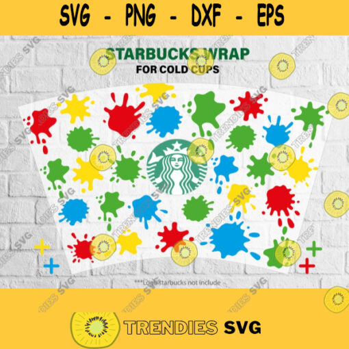Starbucks cup svg paint splatter full wrap for Starbucks Venti Cold Cup. SVG file for Cricut Silhouette Cut machine digital download 471