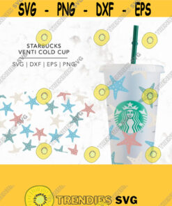 Starfish Starbucks Cold cup wrap ocean under the sea by the sea starfish wrap seamless Starbucks wrap 24 oz cold cup Design 268