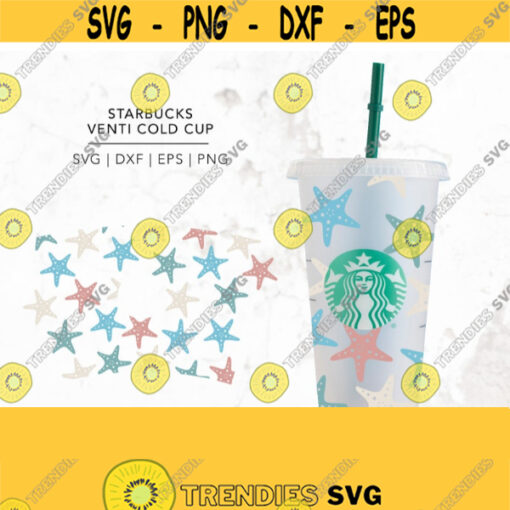 Starfish Starbucks Cold cup wrap ocean under the sea by the sea starfish wrap seamless Starbucks wrap 24 oz cold cup Design 268