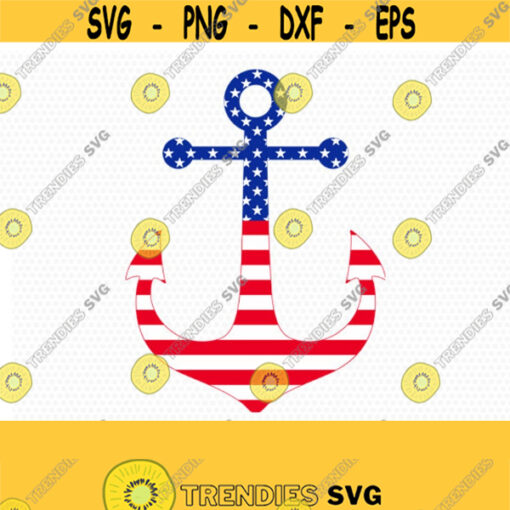 Stars and Stripes Monogram Anchor Fourth of July SVG 4th of July Svg Patriotic SVG America Svg Cricut Silhouette Cut File svg dxf eps Design 574