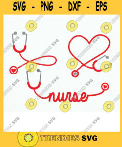 Stethoscope SVG Nurse Heart Monogram Frame Stethoscope Heart Clipart Vector Silhouette Cricut Cut File. Hospital Svg Dxf Eps Cut Files