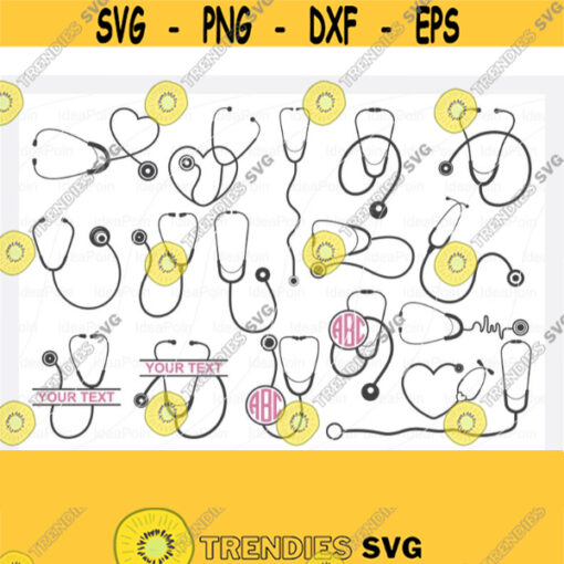 Stethoscope SVG Nurse SVG Stethoscope split Monogram Stethoscope Clipart Stethoscope Monogram Stethoscope Silhouette Stethoscope Name