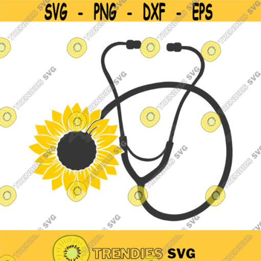 Stethoscope svg sunflower svg nurse svg png dxf Cutting files Cricut Funny Cute svg designs print for t shirt Design 191